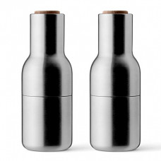 мельница для соли и перца Bottle Grinder Матовая сталь (ореховая крышка)