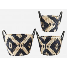 Корзина Kurve, Graphic, Sæt af 3 str, Sort/Natural House doctor