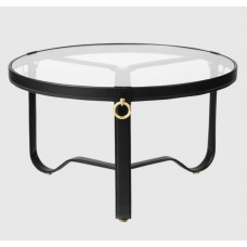 Кофейный стол Adnet Coffee Table - Circular, Ø70, black leather