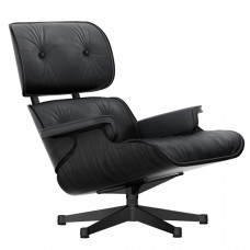 Кресло Eames Lounge Chair new size, black ash - black leather Vitra